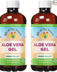 Lily of the Desert Aloe Vera Gel - Inner Fillet Thicker Consistency Aloe Vera Drink with Natural Vitamins,Digestive Enzymes for Gut Health, Stomach Relief, Wellness, Glowing Skin, 32 Fl Oz (Pack of 2)