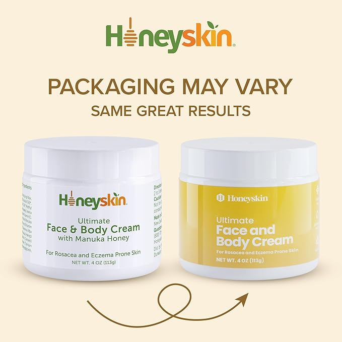 Hydrating Face Moisturizer & Body Cream with Manuka Honey Cream - Organic Face Moisturizer with Honey for Extremely Dry Skin - for Dry & Itchy Skin, Rosacea & Eczema Prone Skin 4oz