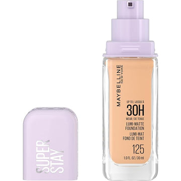 Maybelline Super Stay Lumi-Matte Foundation, Lightweight and Buildable Full Coverage Foundation Makeup For Up To 30HR Wear, 125, 1 Count