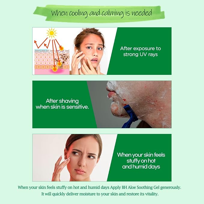 by.H Organic Aloe Vera Soothing Gel-Natural Moisturizer for Skin and Hair, Effective for Sunburns, Razor Burns, Non-Greasy Formula, Skincare [Made in Korea] (Jar Type-3 Pack)