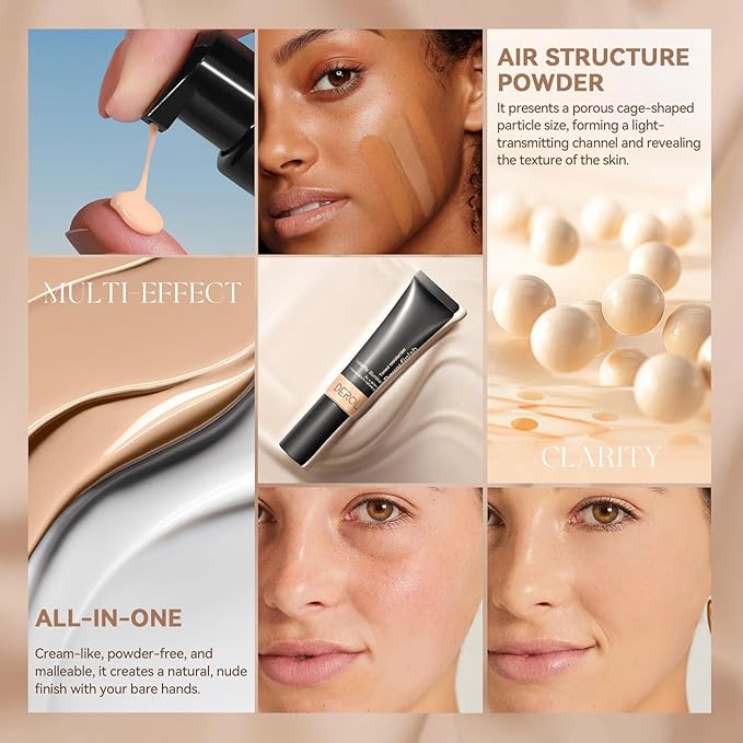 Liquid Foundation,Matte 3-in-iquid Foundation Lightweight, Hydrating CC Cream Cruelty-Free (02) 1 L