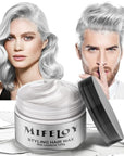 Temporary Silver White Hair Spray Color Wax 4.23 oz, Instant Natural Hairstyle Cream Dye, Disposable Coloring Mud for Men Women, Washable Styling Pomades, Party Cosplay DIY Halloween