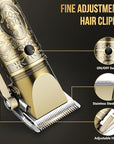 Professional Hair Clippers for Men,Cordless Barber Clippers and Trimmers Set,Beard Trimmer for Men，Electric Razor Foil Shavers for Ear, Face, Nose, Barber Kit with LCD Display (Bronze)