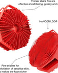 iTokGoK® Premium Silver-Infused 2-in-1 Silicone Body Scrubber, Double-Sided Design Body Brush Silicone Body Scrubber Exfoliating Body Brushes for All Skin for Showering, Lathers Well- Red
