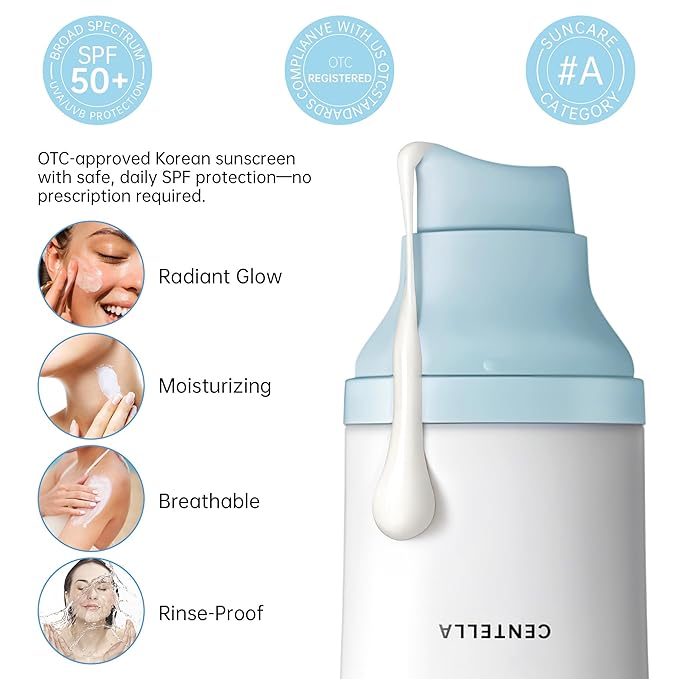 Korean Sunscreen for Face & body， Madagascar Centella Sunscreen SPF 50+ ，mineral sunscreen with Tinted Moisturizer & Hyaluronic Acid &Niacinamide, korean skin care sunblock 50ml