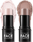 FOCALLURE 2 Pcs Mineral Cream Contour Stick,Moisturize Highlighter and Bronzer Pen,Non Stick Face Brightens & Shades Pencil,Long Lasting & Smooth Gliding Face Illuminator Makeup,Fair-light