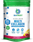BioTrust Ageless Multi Collagen Peptides Powder – 5 Types (I, II, III, V, X) – Fruit Punch Collagen Powder for Women & Men – Hydrolyzed Protein – Grass Fed Beef, Fish, Chicken, Eggshell Membrane