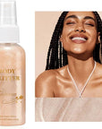 MAEPEOR Body Glitter Spray 4 Colors Quick-Drying and Non-Sticky Body Glitter Spray Moisturizing Bronze Body Shimmer for Face Hair Body (80ML, 02 Rose Gold)