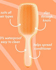 Nature Spell Detangling Hair Brush, Soft Silicone, Eliminates Knots & Reduces Breakage, Suitable for Wet & Dry Hair, Waterproof & Easy to Clean, Glossy Orange