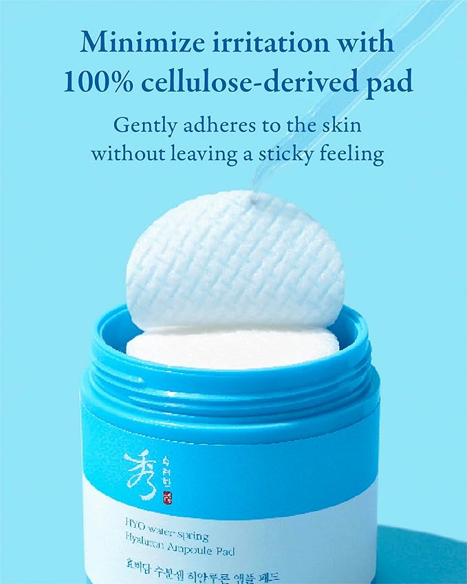 Sooryehan Hyobidam Water-Spring Hyaluronic Acid Pad (10.82fl oz, Pack of 2) - Gentle Daily Facial Toner Cotton Rounds for Soothing, Moisturizing, Exfoliating. Ginseng, Green Tea.