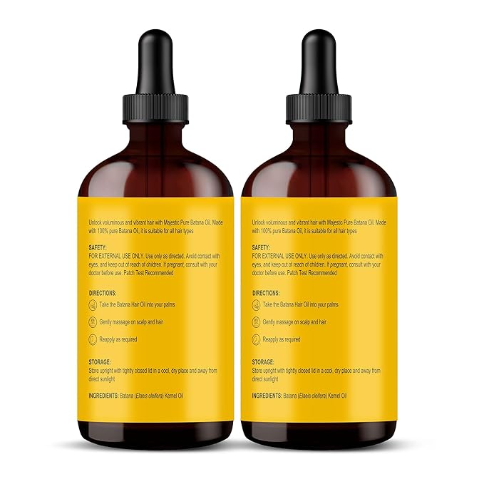 Botanic Hearth 100% Pure Batana Oil For Hair Growth | Infused with Batana Kemel Oil | Hair Oil Repairs Dry Damaged Hair, Strengthening, Healthier - Hair Tonic, 4.0 fl oz (pack of 2)