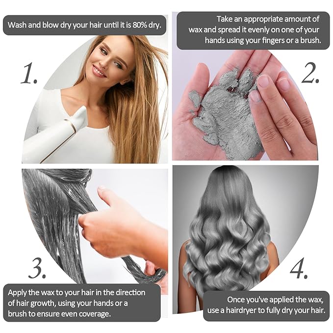 Temporary Silver Gray Hair Spray Color Wax 4.23 oz, Instant Natural Hairstyle Cream Dye, Disposable Coloring Mud for Men Women Youth, Grey Styling Pomades, Party Cosplay DIY Halloween