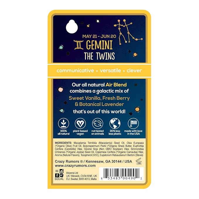 Crazy Rumors Gemini Zodiac All Natural, Lavender)