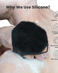 iTokGoK® Premium Silver-Infused Dual-Sided Design 2-in-1 Silicone Body Scrubber for Shower,Body Brush Buffer Scrubber for Men and Women for All Skin, Ergonomic No-Slip Handle, Easy to Clean - Black