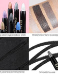 evpct Pearl Black Shimmer Cream Eye Shadow Brightener Sticks Set for Eyes, Black Shimmery Matte Pencil Eye shadow Applicator Stick Pen Palette Makeup Waterproof sombras en crema para ojos 03#