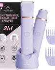 Electric Bikini Trimmer: 2 in1 Body Facial Hair Remover - Painless Pubic Hair Shaver (Purple)