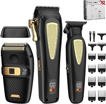 Professional Hair Clippers for Man,Hair Clippers Electric Shavers Razor T-Blade Hair Trimmer, 3 in 1 Cordless Barber Trimmer Bald Shavers LED Display Gifts