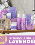 Mother's Day Gift for Mom Spa Gift Baskets for Women Bath lavender gifts spa gift set Basket For Women & Men, Luxury Self Care Home Spa Kit Lavender Bath Gift Basket 20Pcs Bath Gift Set