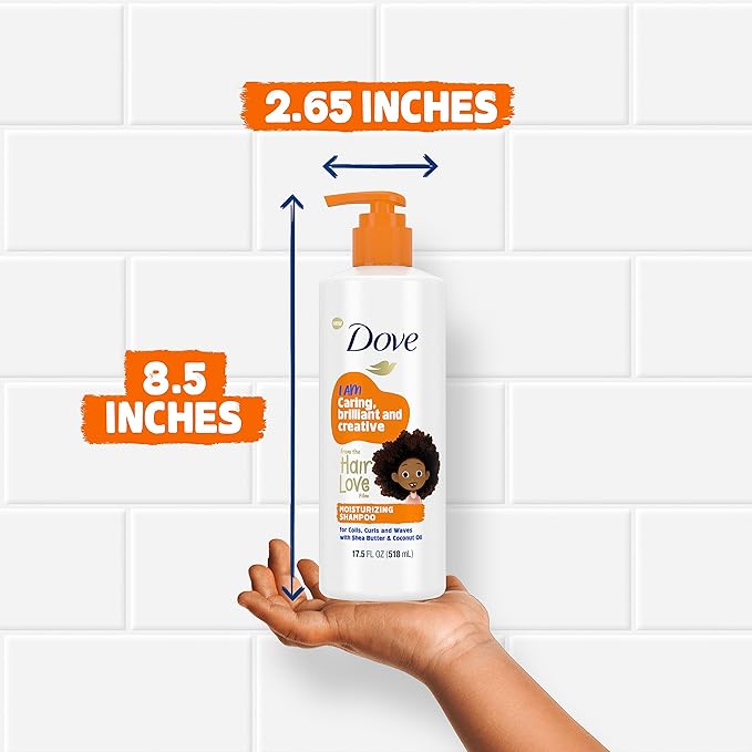 Dove Shampoo and Conditioner Set + Detangler Spray for Kids - Kids Hair Love Collection, Shampoo and Conditioner, Curly and Wavy Hair Products (3 Piece Set)