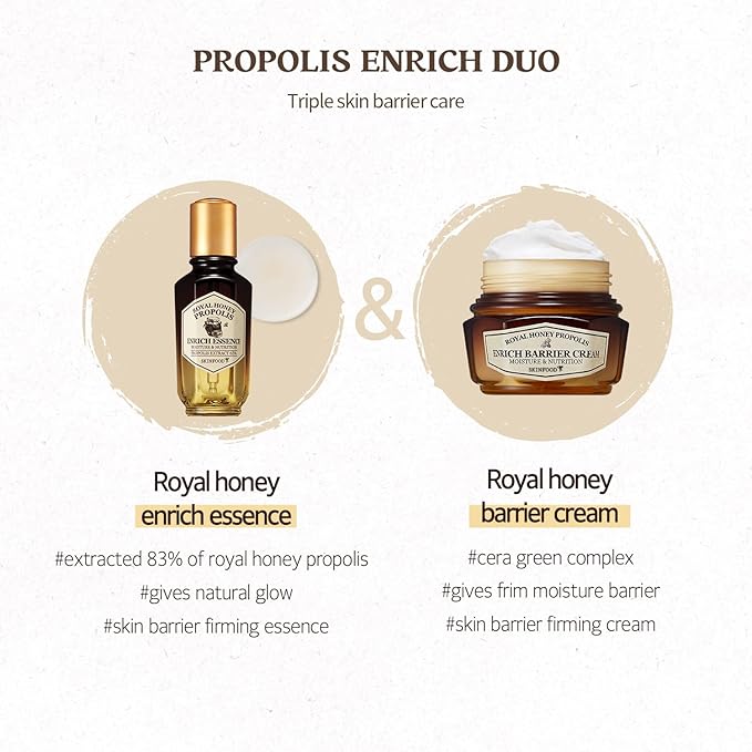 SKINFOOD Royal Honey Propolis Enrich Barrier Cream - 50% Black Bee Propolis & Royal Jelly Extract Face Cream - Propolis Serum for Skin - Royal Essence Facial Cream - 2.13 Fl. Oz (63 mL)
