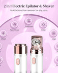 Hair Removal Epilator for Women, Gurelax Facial Epilator Hair Remover, Plucker for Face, Lip, 2-in-1 Epilation System, All Ages and Skin Types,with Brush, Pouch