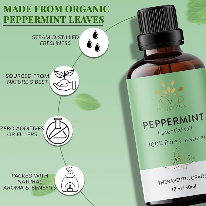 Peppermint Oil | 100% Pure and Undiluted | Therapeutic Grade Aromatherapy Essential Oil Peppermint | for Hair Skin & Diffuser | 3.38 fl. Oz
