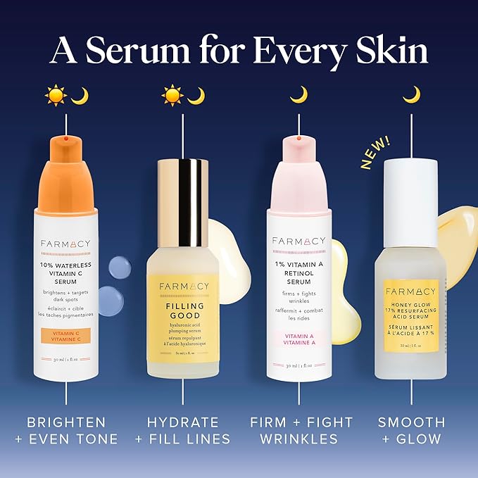 Farmacy Face Exfoliator Serum - Honey Glow 17% AHA + BHA Liquid Exfoliant & Salicylic Acid Serum - Resurfacing Skin Care for Reduced Pores + Texture - Hydrates Skin for an Overall Glow (30ml)