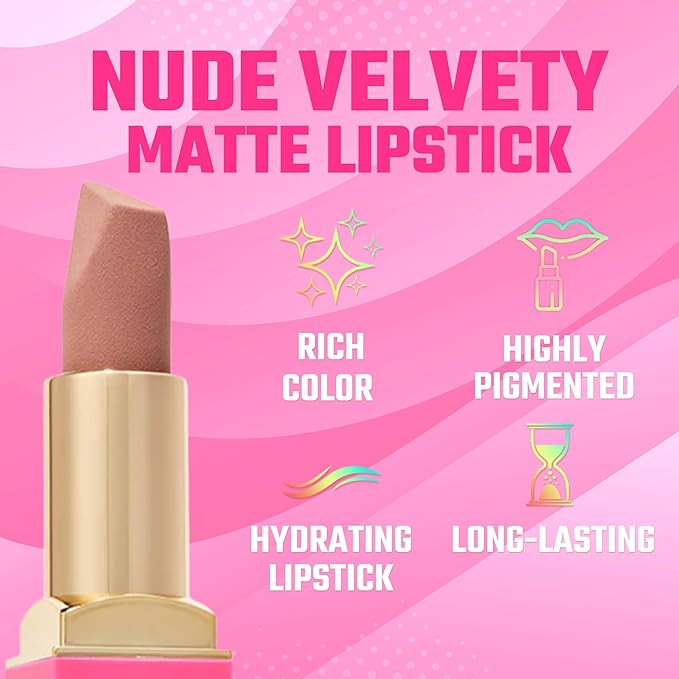 Juvia's Place The Nude Velvety Matte Lipstick Chic - Nude, Long-lasting, Rich-Color Lip Makeup, Creamy Lipstick with Matte Finish, Beauty & Lip Products