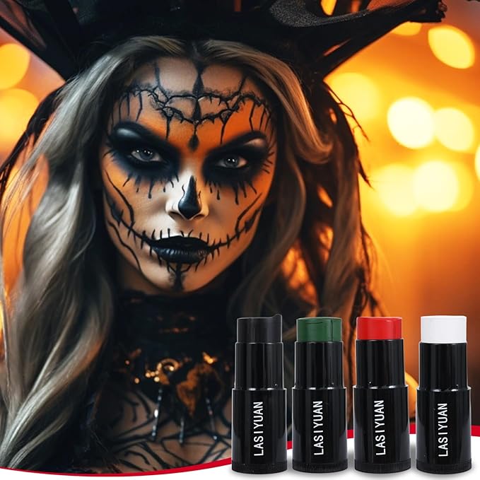 Face Body Paint Stick (GEEEN)，Water Resistant Sports Body Makeup Athletes Softball， Football Baseball Eye Stick， Professional Halloween Face Makeup Kit ，for Halloween costume， Zombie Clown Vampire