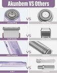 2 in 1 Women Electric Shaver Dual Head Bikini Trimmer for Women IPX7 Waterproof Wet & Dry Use Body Hair Trimmer and Facial Hair Remover for Bikini Underarm Leg Arm Body Face, Purple