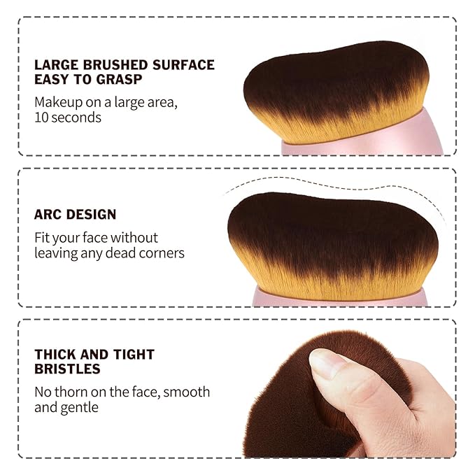 FUNAN Self Tanning Applicator Kit with Soft Mitt, Back Lotion Strap, and Ultra Soft Rose Gold Kabuki Brush, Brown, 3 Piece Set