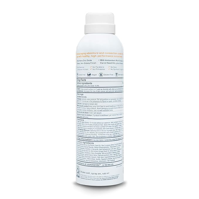 Bare Republic Mineral Sunscreen SPF 50 Sunblock Spray, Sheer and Non-Greasy Finish, Vanilla Coco Scent, 6 Fl Oz