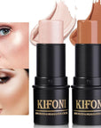2 Pcs Cream Contour Stick Makeup Kit, Cream Highlighter Stick & Contour Bronzer Stick for Cheeks, Lightweight Blendable Smooth -Highlighter & Bronzer (#04 Light Rose Gold #07 Coffee)