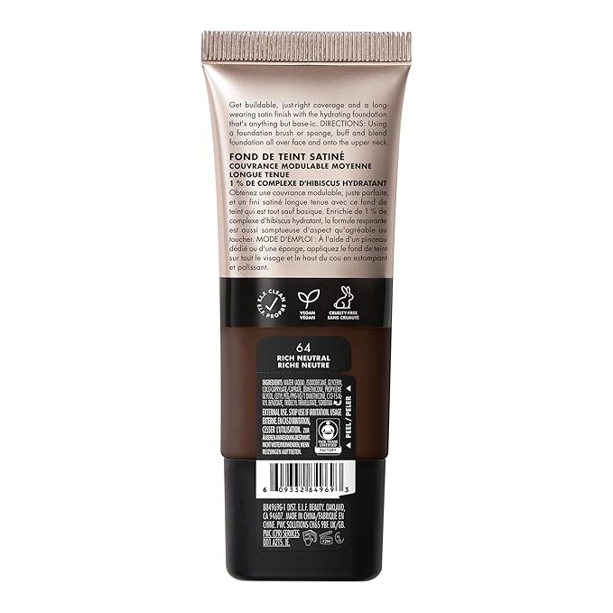 e.l.f. Soft Glam Foundation, Medium Coverage, Long-Lasting & Rich Neutral