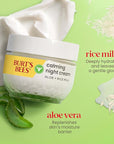 Burt's Bees Calming Night Cream, With Aloe and Rice Milk, Face Moisturizer For Sensitive Skin Infuses Skin With Moisture While You Sleep, 98.8 Percent Natural Origin, 1.8 oz. Tub