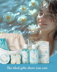 Mother's Day Gift for Mom Spa Gift Baskets for Women, Gardenia Tulip Home Spa Kit with Cosmetic Bag gift woman. Bath & Body Basket Set 8Pcs Bath and Body Gifts Set, Luxury Gift Basket