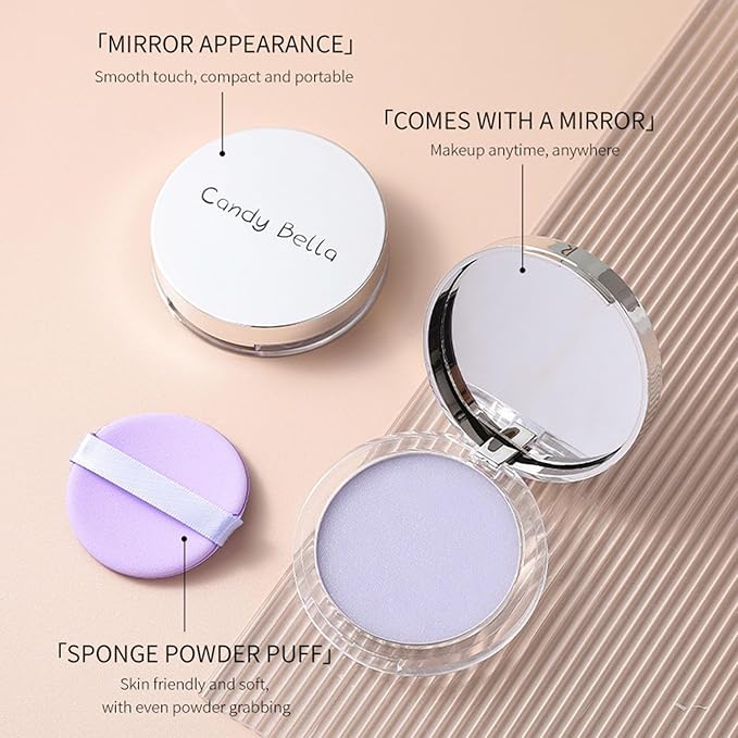 Matte Foundation Powder, Jelly Setting Powder with Mini Puff, Powder-free Oil Control Face Pressed Powder Creates Long-Lasting Silky Blurring Waterproof Makeup