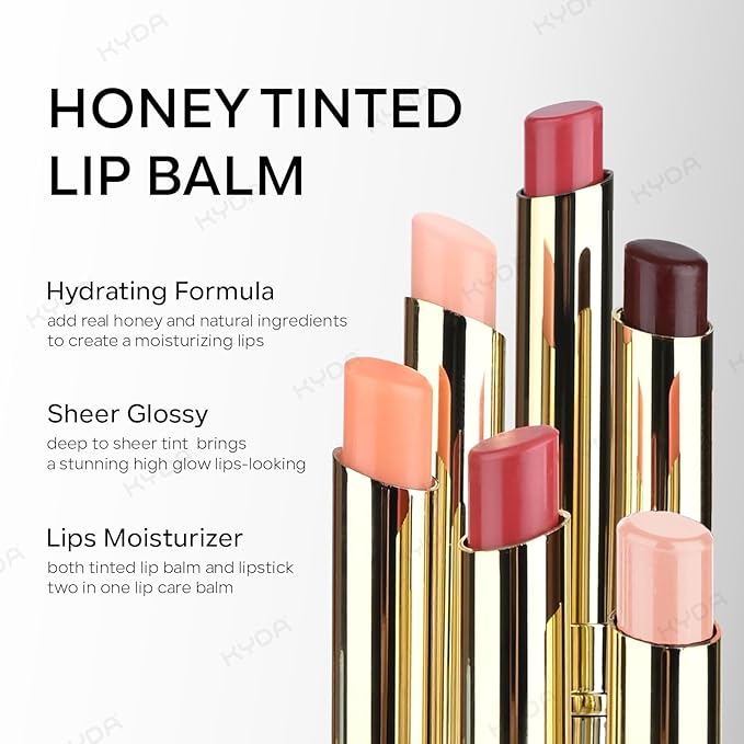 KYDA Honey Lipstick Tinted Lip Balm, Sheer Hydrating Honey Lipstick, with a Hint of Natural Sheer Tint, Moisturizing Lips Color, Nourishing Lip Balm