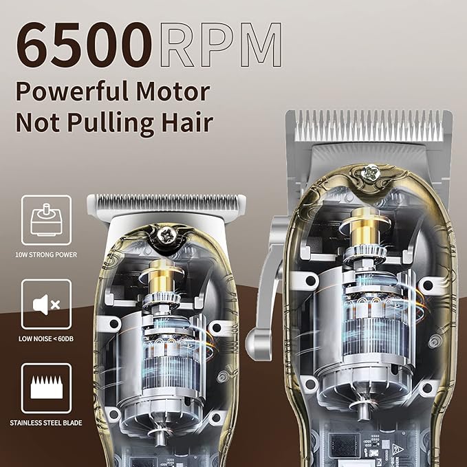 Suttik Professional Barber Hair Clippers and Trimmers Set, Cordless Barber Kit Hair Cutting Kit with Travel Case Barber Clippers Set Professioal Mens Grooming Kit