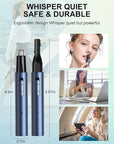 AHHFEI Nose & Ear Hair Trimmer, 5 in 1 Rechargeable USB Trimmer for Men & Women, Painless & Easy Cleansing, Blue