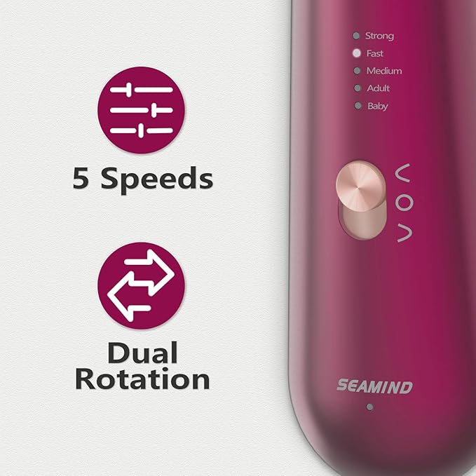 Professional Manicure Pedicure Set - Cordless Electric Foot Nail Care Trimmer Buffer Tools - 5 Speeds, Rechargeable, Thick Nails (Red)