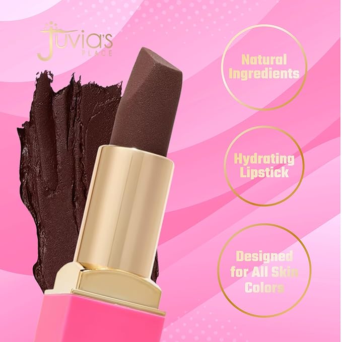 Juvia's Place The Nude Velvety Matte Lipstick Cocoa - Nude Velvety Lipstick, Long-lasting, Rich-Color Lip Makeup, Creamy with Matte Finish, Beauty & Lip Products