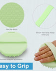 Silicone Body Scrubber, Exfoliating Shower Scrubber, Non-Slip Handle for Easy Cleaning, Travel Friendly (Green)