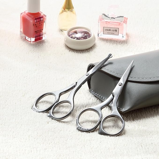 LIVINGO Nose Hair Scissors – Precision Stainless Steel Trimming Scissors with Rounded Tips, Safe and Easy Grooming for Nose, Ear, and Facial Hair