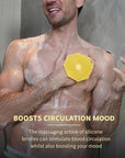 iTokGoK® Premium Silver-Infused Double-Sided Design 2-in-1 Silicone Body Scrubber for Men,Body Buffer Scrubber for Sensitive Skin, Ergonomic No-Slip Handle, Long-Lasting & Easy to Clean - Yellow