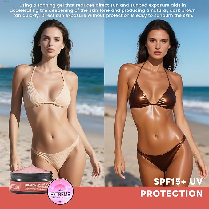 Shine Brown Tanning Gel Tan Accelerator Gel Intensive Tanning Oil for Outdoor Sun & Tanning Beds (Peach)