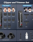 Brightup Barber Hair Clippers [Brushless 9000RPM & Cordless] for Men, Professional Clippers & Trimmers Set with USB-C Charging Stand, Hair Tools Cutting Kit with LCD Display, Gift for Men