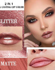 Kaely 2-in-1 Dark Bronze Metallic Lipstick and Lip Liner, Shimmer Liquid Metallic Lipsticks for Women, Glitter Lip Gloss Stain Long Lasting Waterproof Smudge Proof 24 Hour, Vegan Makeup, 06