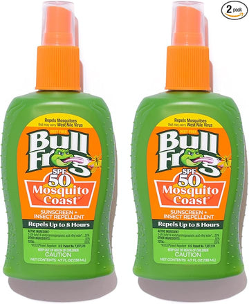 Bullfrog Mosquito Coast Bug Spray Insect Repellent + Sunscreen SPF 50, Pump Spray, 4.7 Fl oz 2 pack