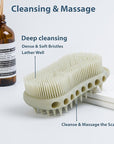MtBoi Double-Sided Exfoliating Silicone Body Scrubber, 2-in-1 Bath Scrubber, Shampoo Brush, Silicone Loofah for All Skin Types, Shower Body Scrubber, Easy to Clean, Lather Well (Gray)